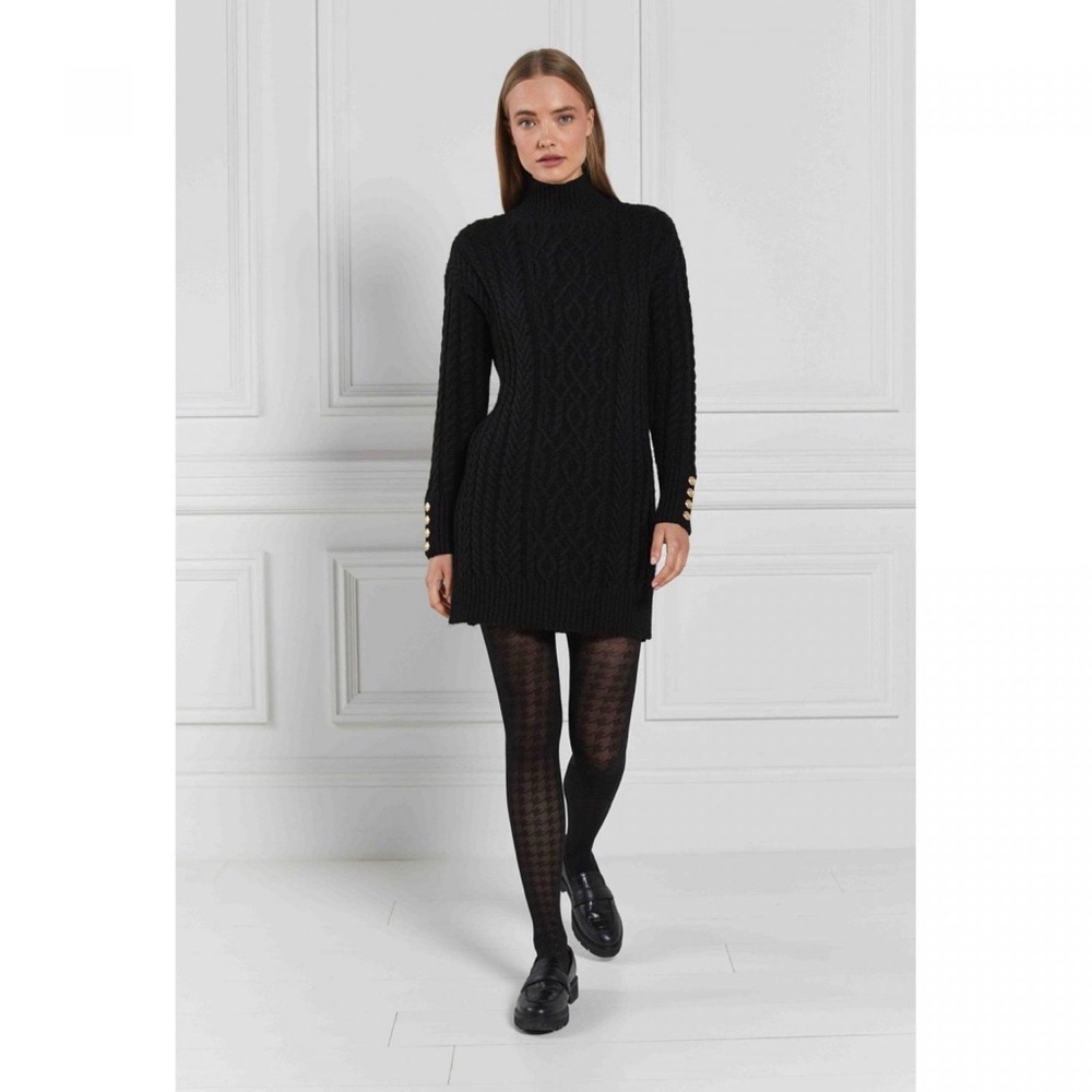 HOLLAND COOPER Windsor Cable Mini Dress - Black Size Medium